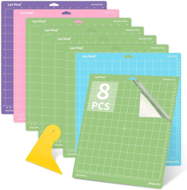 Lya Vinyl Cutting Mats for Cricut - 8 Pack Variety Cutting Mats