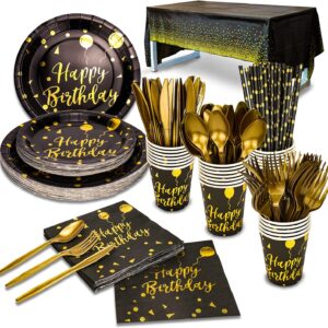 201 pieces gold disposable party dinnerware set