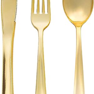 120Pcs Gold Plastic Silverware