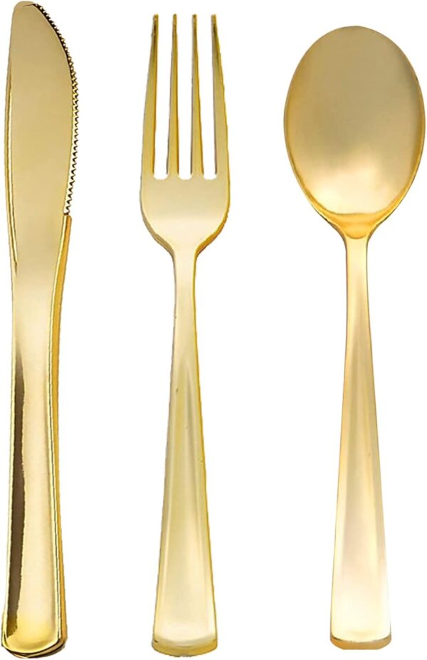 120Pcs Gold Plastic Silverware