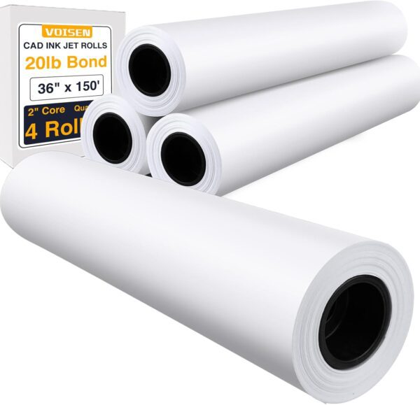 VOISEN Wide Format Paper,4 Rolls Plotter Paper 36 In x 150