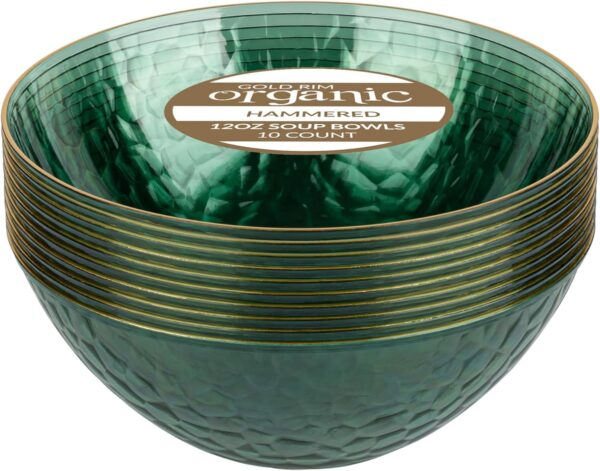 PLASTICPRO 30 Pack 12 Ounce Hammered Plastic Bowls