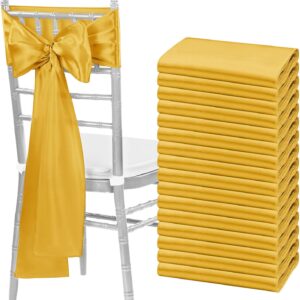 fani 60 PCS Gold Satin Chair Sashes Bows Universal Chair Cover